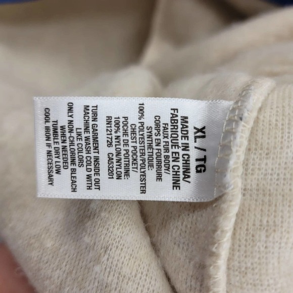 Aeropostale Jacket Mens XL Tan Blue Pockets Full Zip Preppy Sherpa Colorblock - Picture 7 of 11